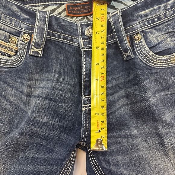 Rock Revival Kaitlyn Boot Cut Embellished Jeans 27 (28) Rhinestone Low Rise - Picture 12 of 16